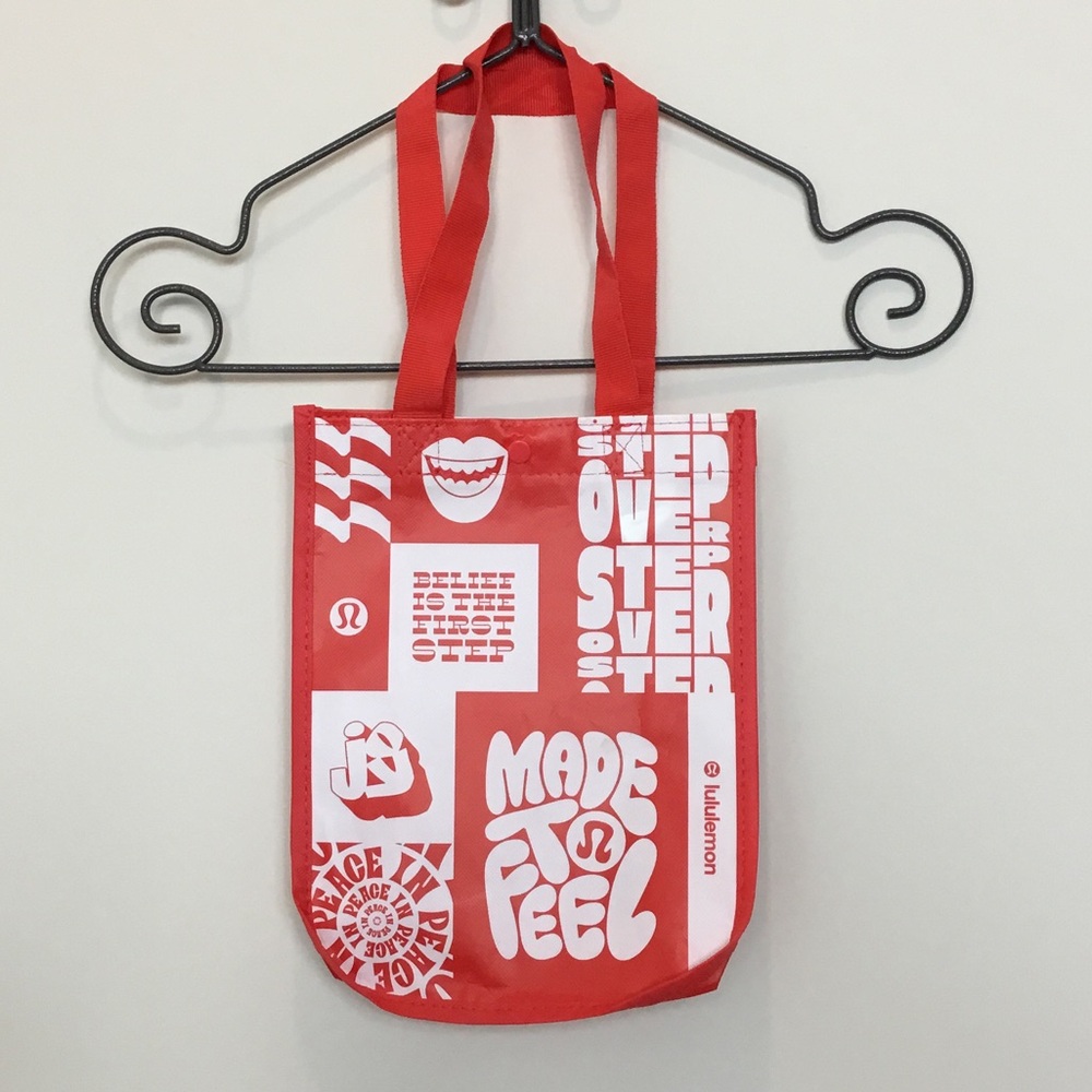 lululemon athletica Red Graphic Tote Bag with White Prints